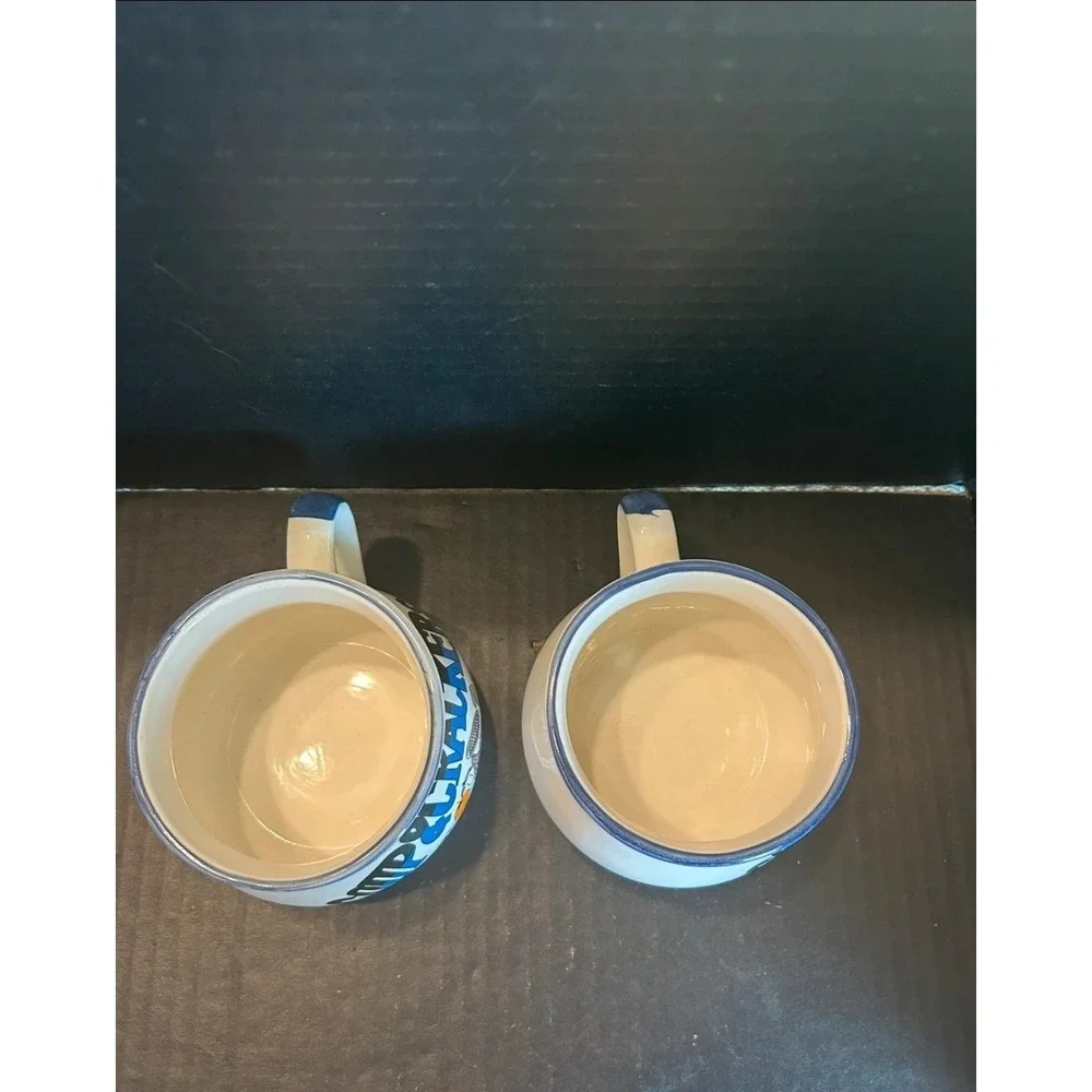 Vintage Soup And Cracker  Set Of 2 Ceramic Soup bowls with Handles